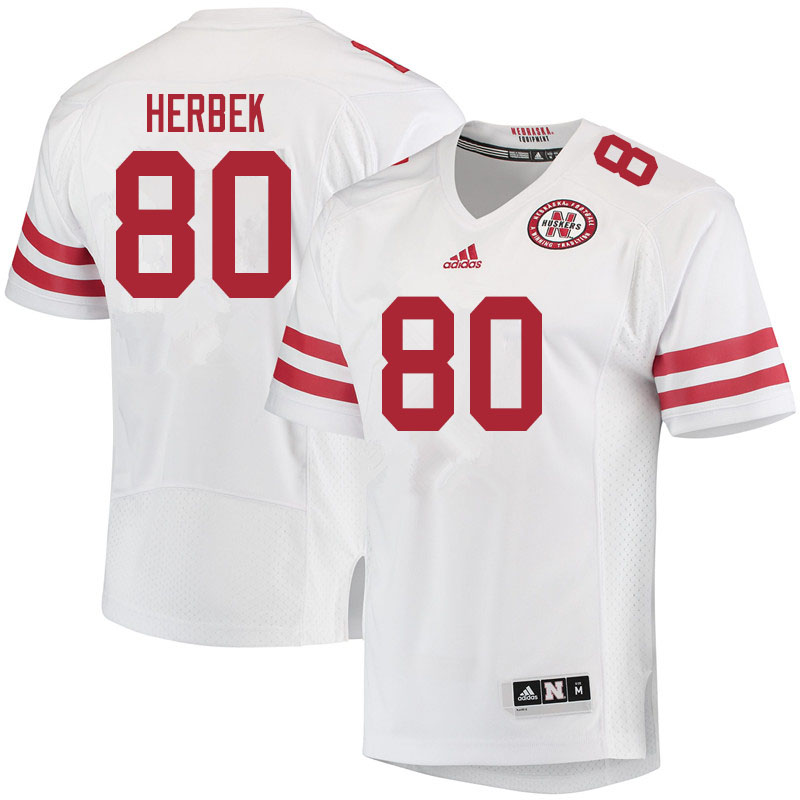 Men #80 Jacob Herbek Nebraska Cornhuskers College Football Jerseys Sale-White